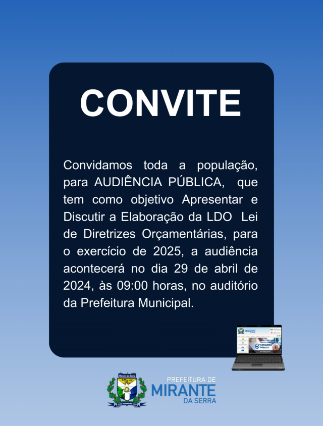 EDITAL DE CONVOCAÇÃO PARA AUDIÊNCIA PÚBLICA N. 002/2024