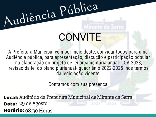 CONVITE PARA AUDIÊNCIA PÚBLICA