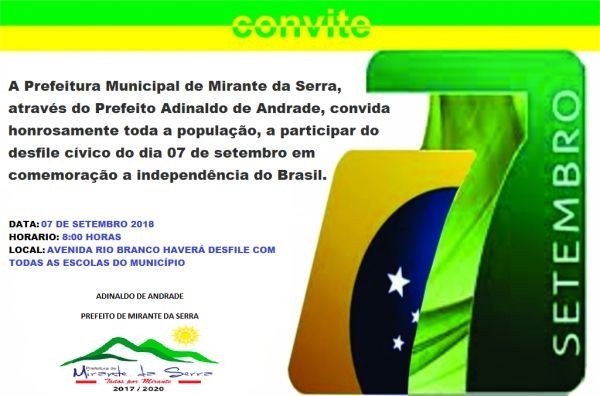 Convite para participar do desfile cívico do dia 07 de setembro