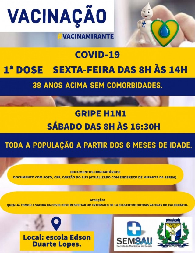 Cronograma de vacinação contra a COVID-19 e a H1N1