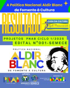 📣RESULTADO SELEÇÃO DE PROJETOS CULTURAIS - POLÍTICA NACIONAL ALDIR BLANC PNAB